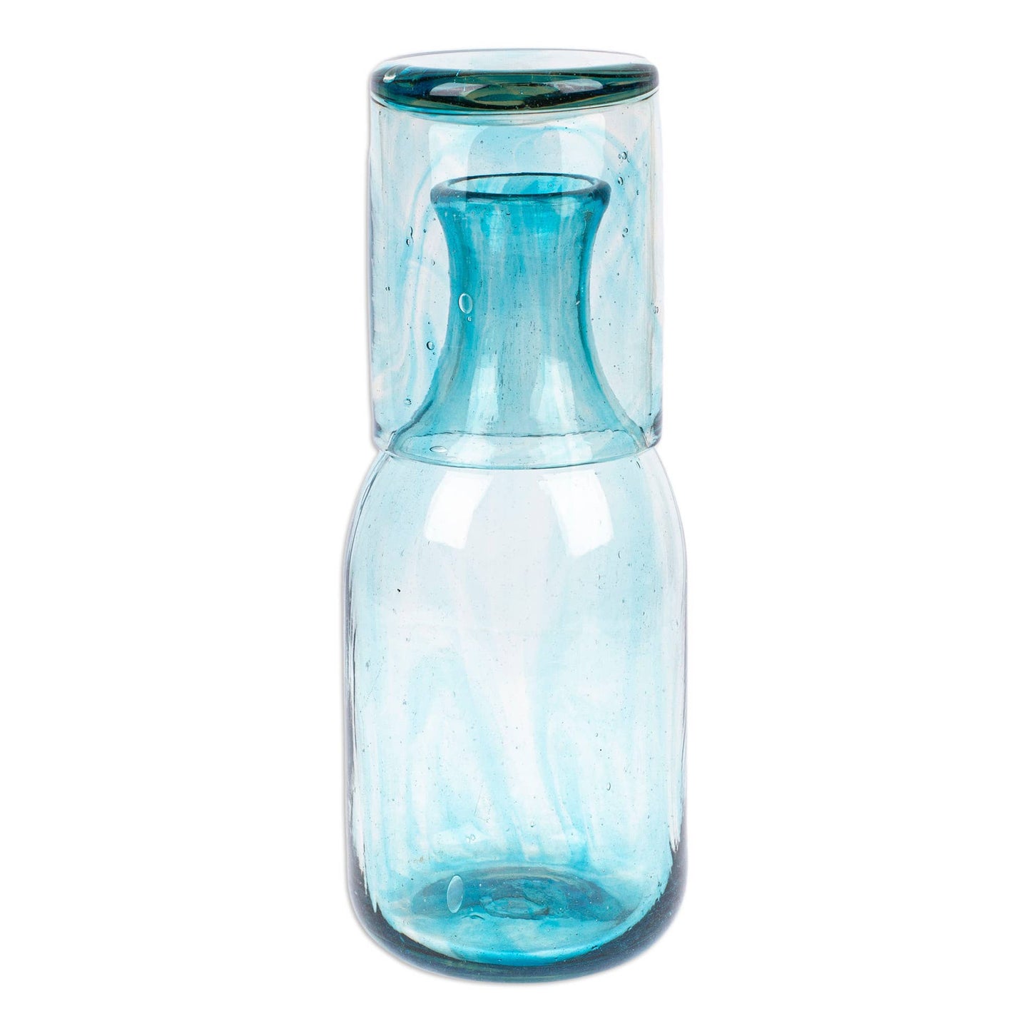 Handmade Recycled Glass Carafe And Glass Set (Pair)