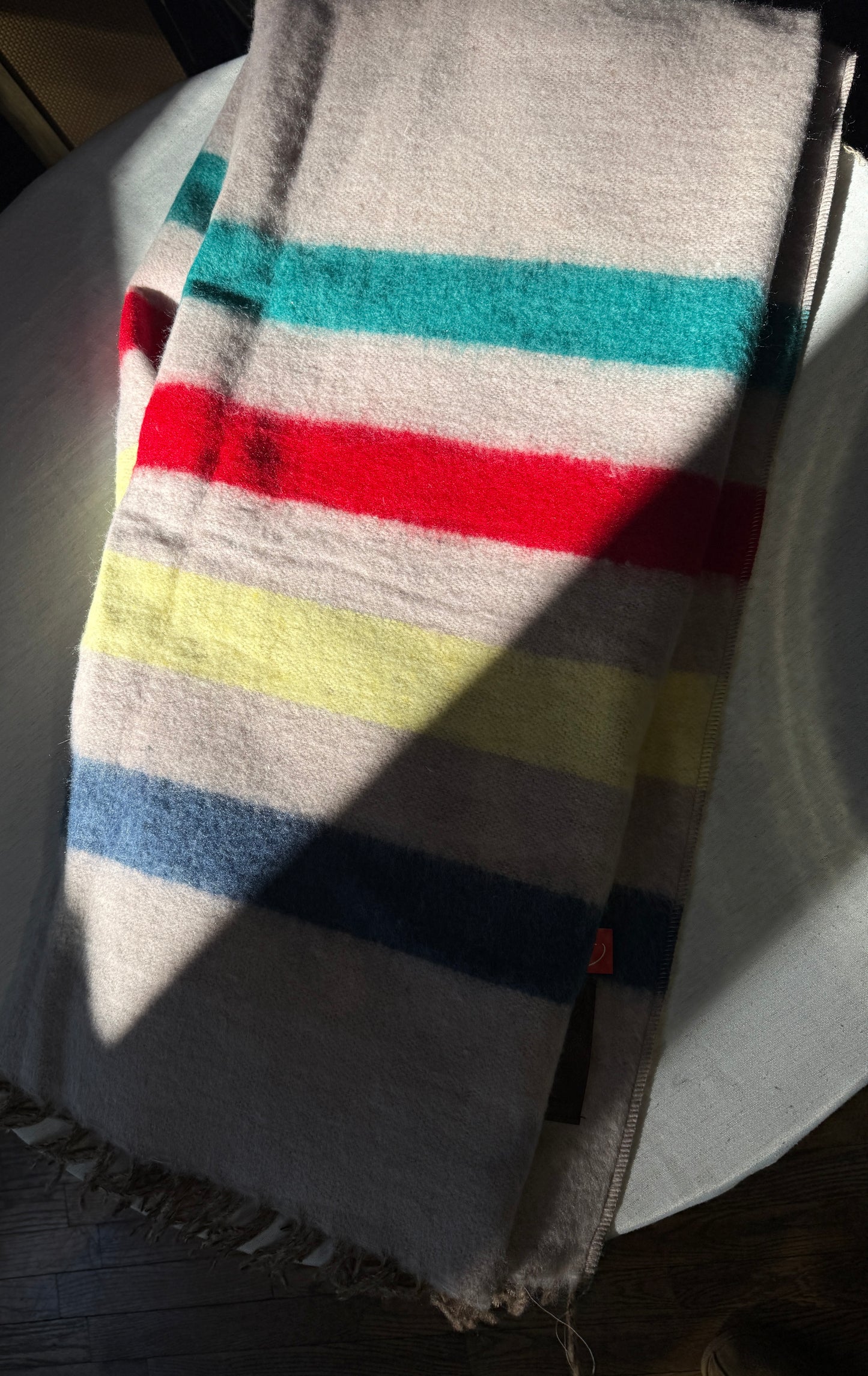 Ultra Soft Brushed Tan Alpaca Blend Blanket Striped Fringed