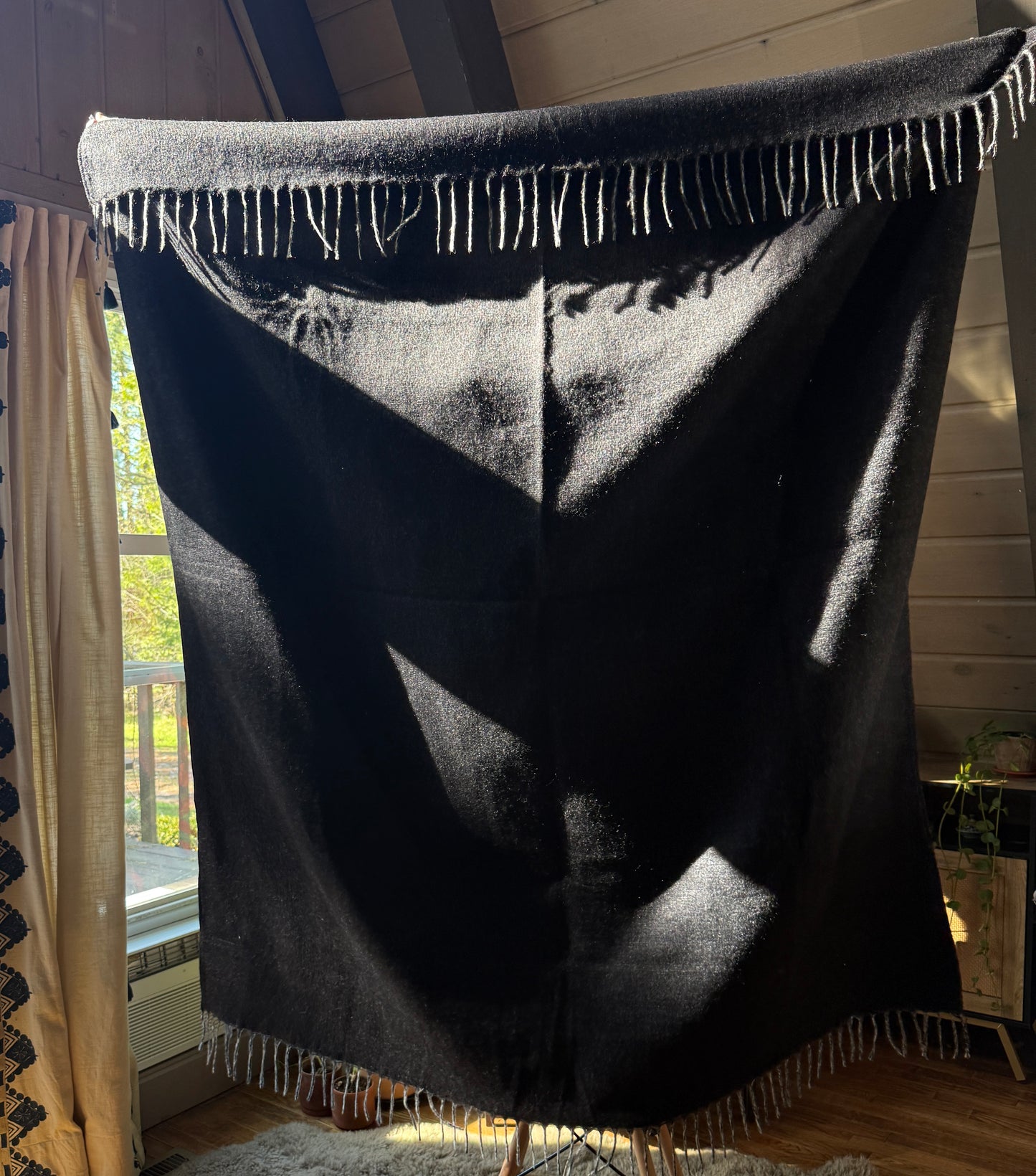 Ultrasoft Black Brushed Alpaca Blend Blanket Throw Cover