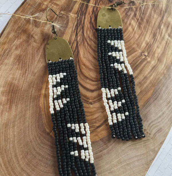 Kacey Beaded + Bronze Earrings - Handmade - Multiple Color Options