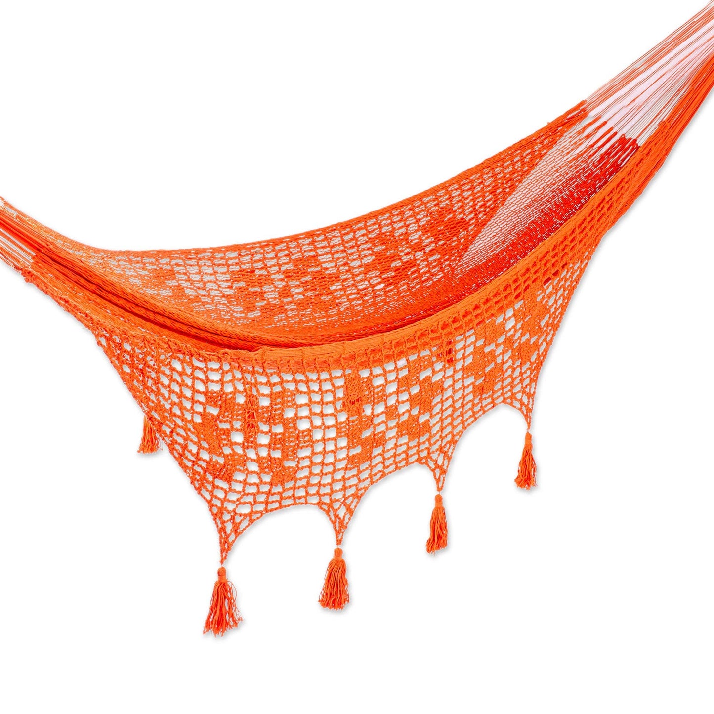 Handmade Veranda In Coral Rope Hammock