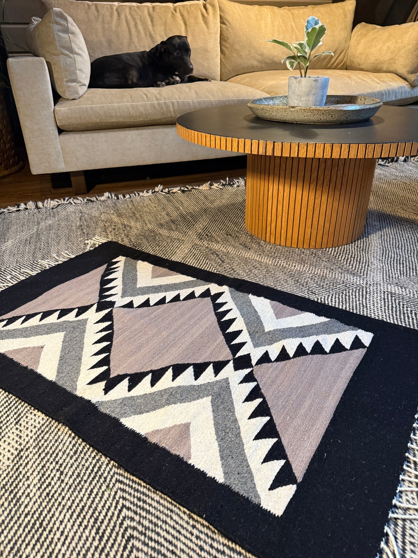 Oaxacan Wool Textile - Sandy Aztec