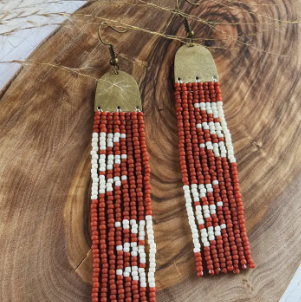 Kacey Beaded + Bronze Earrings - Handmade - Multiple Color Options
